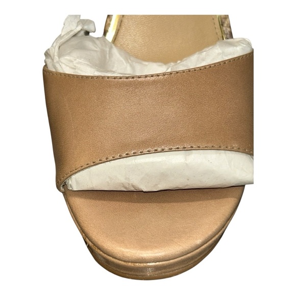 MICHAEL KORS BELLE SANDAL leather Sz 9M Platform Pumps Tan, Brown Women's Heels - Picture 8 of 16